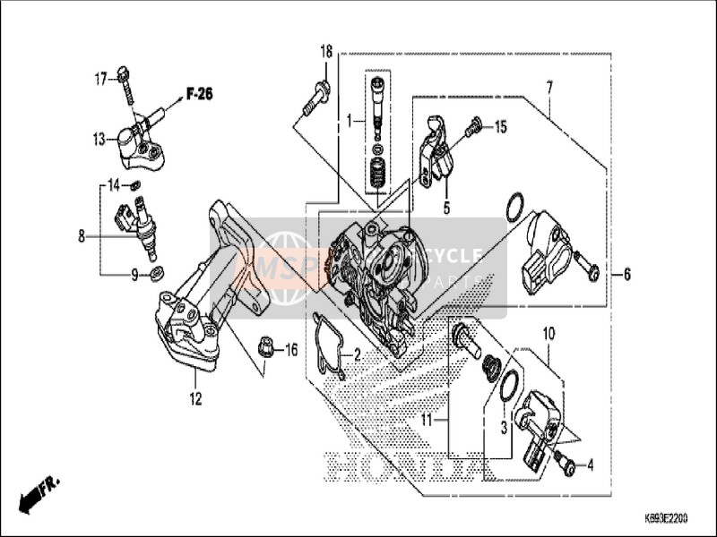 Honda NSC1255WH 2019 Corpo farfallato per un 2019 Honda NSC1255WH